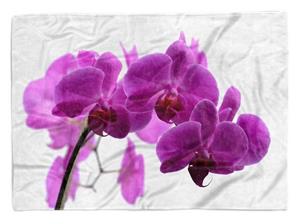 Sinus Art Handtücher »Handtuch Strandhandtuch Saunatuch Kuscheldecke mit Fotomotiv Orchidee Blume Blü« (1-St), Handtuch