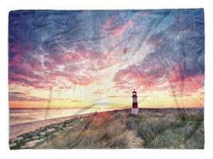 Sinus Art Handtücher »Handtuch Strandhandtuch Saunatuch Kuscheldecke mit Fotomotiv Ostsee Leuchtturm« (1-St), Handtuch