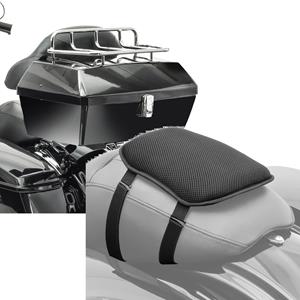 Craftride Set: Motorrad Topcase mit Gepäckgrill Missouri 43Ltr für Chopper abschließbar sw  mit Gel Sitzkissen S univ. sw