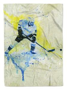 Sinus Art Handtücher »SplashArt Sport Handtuch Strandhandtuch Saunatuch Kuscheldecke Kunstvoll Eishockey III Sp« (1-St), Handtuch