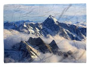 Sinus Art Handtücher »Handtuch Strandhandtuch Saunatuch Kuscheldecke mit Fotomotiv Berge Nebel Berggipfel« (1-St), Handtuch