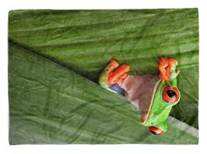 Sinus Art Handtücher »Handtuch Strandhandtuch Saunatuch Kuscheldecke mit Tiermotiv netter Frosch« (1-St), Handtuch