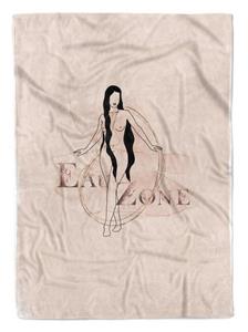 Sinus Art Handtücher »Handtuch Strandhandtuch Saunatuch Kuscheldecke Kunstvoll junge Frau Motiv« (1-St), Handtuch