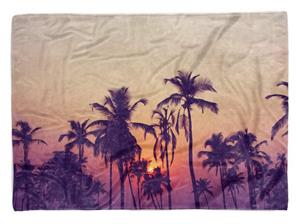 Sinus Art Handtücher »Handtuch Strandhandtuch Saunatuch Kuscheldecke mit Fotomotiv Palme Sonnenunterg« (1-St), Handtuch