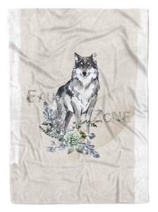 Sinus Art Handtücher »Handtuch Strandhandtuch Saunatuch Kuscheldecke Wolf Blumen Wald« (1-St), Handtuch