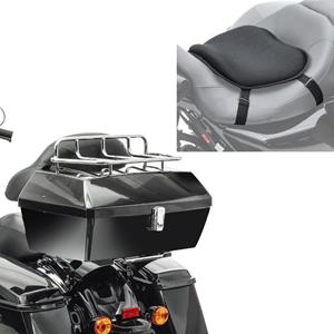 Craftride Set: Motorrad Topcase mit Gepäckgrill Missouri 43Ltr für Chopper abschließbar sw  mit Gel Sitzkissen L univ. sw