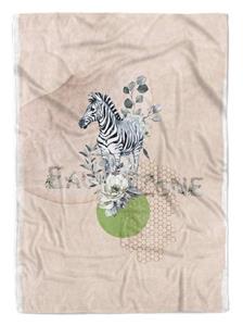 Sinus Art Handtücher »Handtuch Strandhandtuch Saunatuch Kuscheldecke Zebra Blumen Schön Kunst« (1-St), Handtuch