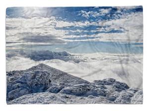 Sinus Art Handtücher »Handtuch Strandhandtuch Saunatuch Kuscheldecke mit Fotomotiv Berge Schnee Wolken« (1-St), Handtuch