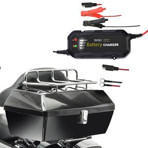 Craftride Set: Topcase mit Gepäckgrill Missouri 43Ltr für Chopper sw  mit Batterie Ladegerät BC2 1.500mA