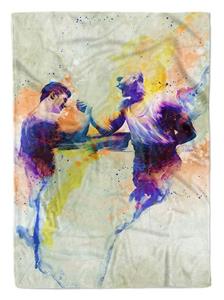 Sinus Art Handtücher »SplashArt Sport Handtuch Strandhandtuch Saunatuch Kuscheldecke Kunstvoll Armdrücken Sport« (1-St), Handtuch