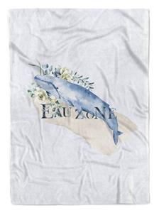 Sinus Art Handtücher »Handtuch Strandhandtuch Saunatuch Kuscheldecke Kunstvoll Ozean Blauwal Blumen Motiv« (1-St), Handtuch