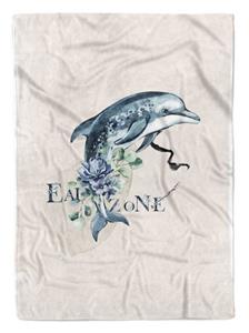 Sinus Art Handtücher »Handtuch Strandhandtuch Saunatuch Kuscheldecke Kunstvoll Ozean Delfin Blumen Motiv« (1-St), Handtuch