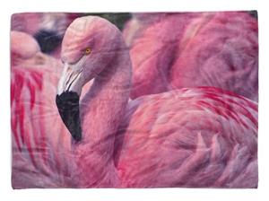 Sinus Art Handtücher »Handtuch Strandhandtuch Saunatuch Kuscheldecke mit Tiermotiv rosa Flamingo Voge« (1-St), Handtuch