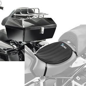 Craftride Set: Motorrad Topcase mit Gepäckgrill Missouri 43Ltr für Chopper abschlb.. sw  mit Gel Sitzkissen Neopren L sw