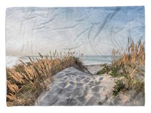 Sinus Art Handtücher »Handtuch Strandhandtuch Saunatuch Kuscheldecke mit Fotomotiv Sand Strand Ostsee« (1-St), Handtuch