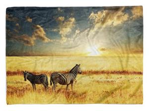 Sinus Art Handtücher »Handtuch Strandhandtuch Saunatuch Kuscheldecke mit Tiermotiv Zebras Afrika Sonn« (1-St), Handtuch