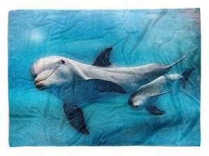 Sinus Art Handtücher »Handtuch Strandhandtuch Saunatuch Kuscheldecke mit Tiermotiv Delfinen Mama mit« (1-St), Handtuch