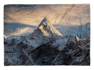 Sinus Art Handtücher »Handtuch Strandhandtuch Saunatuch Kuscheldecke mit Fotomotiv Schneegipfel Berge Gipfel« (1-St), Handtuch