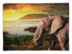 Sinus Art Handtücher »Handtuch Strandhandtuch Saunatuch Kuscheldecke mit Tiermotiv Elefant Afrika Kil« (1-St), Handtuch