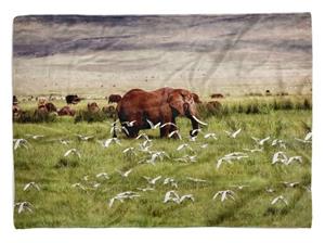 Sinus Art Handtücher »Handtuch Strandhandtuch Saunatuch Kuscheldecke mit Tiermotiv Elefant Afrika Nat« (1-St), Handtuch