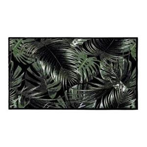Leen Bakker Mat Universal Palm Leaves - zwart - 67x120 cm