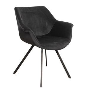 Industrielemeubelshop Ray arm chair velvet - zwart