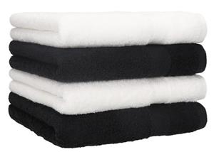 Betz Handtücher »4 Stück Handtücher Premium 100% Baumwolle 4 Handtücher Farbe weiß und schwarz«