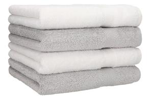 Betz Handtücher »4 Stück Handtücher Premium 100% Baumwolle 4 Handtücher Farbe weiß und silbergrau«