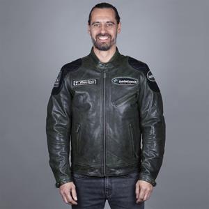 Helstons Trevor Leather Rag Green Black Jacket