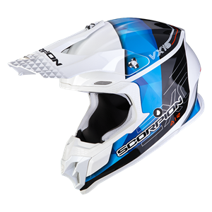 Scorpion Vx-16 Evo Air Gem White-Blue Offroad Helmet