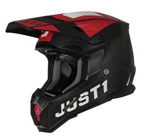 Just1 Helmet J-22 Adrenaline Rood Wit Carbon Mat Crosshelm