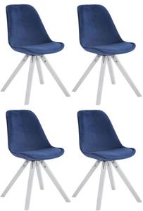 CLP Set van 4 eetkamerstoelen Toulouse Vierkant Frame Wit Fluweel