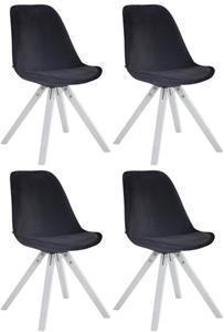 CLP Set van 4 eetkamerstoelen Toulouse Vierkant Frame Wit Fluweel