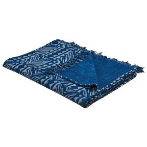 beliani Kuscheldecke Baumwolle afrikanisches Muster 130 x 180 cm marineblau Shivpuri - Blau