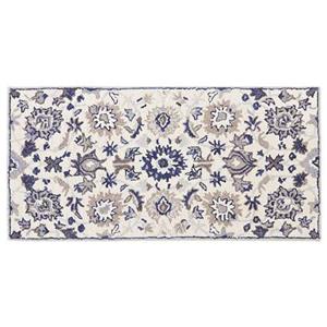 beliani Teppich Beige / Blau Wolle 80 x 150 cm Kurzflor Orientalisches Muster Rechteckig Wohnzimmer Schlafzimmer Flur - Beige