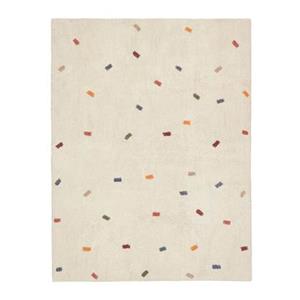 Kave Home Epifania tapijt, 100% wit katoen met meerkleurige punten,