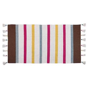 beliani Teppich Baumwolle bunt gestreiftes Muster 80 x 150 cm mit Fransen Hisarli - Bunt