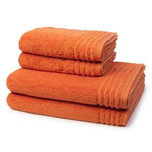 VOSSEN 2 X Handtuch 2 X Duschtuch - im Set Vienna Style Supersoft Handtücher orange