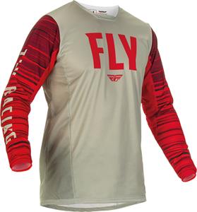 FLY Racing Kinetic Wave Jersey Light Grey Red