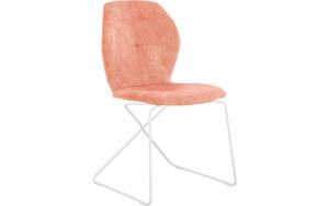 Goossens Excellent Eetkamerstoel Manzini roze velvet stof leuning, modern design