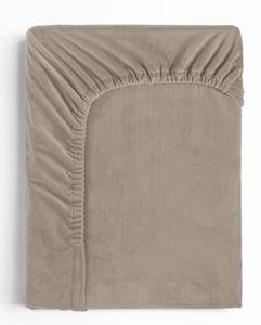 Sleeptime Velvet Hoeslaken Taupe-1-persoons (90x200 cm)