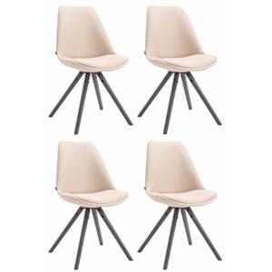 CLP Set van 4 eetkamerstoelen Toulouse Grijs Rond Frame Stof