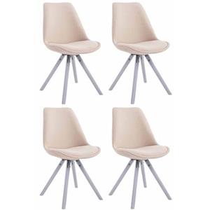 CLP Set van 4 eetkamerstoelen Toulouse Wit Rond Frame Stof