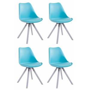 CLP Set van 4 eetkamerstoelen Toulouse Wit Rond Frame Kunstleer