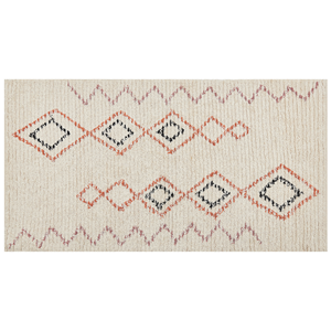 beliani Teppich Beige Baumwolle 80 x 150 cm Rechteckig Geometrisches Muster Boho Stil Handgetuftet für Wohnzimmer Schlafzimmer Flur - Beige
