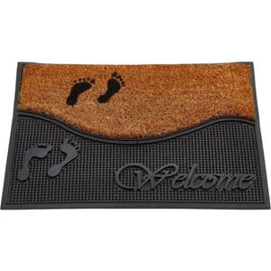 Andiamo Fußmatte »Welcome Steps«, , rechteckig, Höhe 10 mm, Schmutzfangmatte, aus Gummi & Kokos, mit Schriftzug Home, rutschhemmende Rückseite, In- und Outdoor geeignet