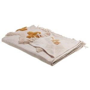 beliani Kuscheldecke Baumwolle 130 x 180 cm abstraktes Muster beige / senfgelb Adoni - Beige