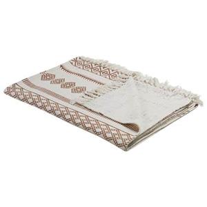 Beliani - Kuscheldecke Beige / Braun Baumwolle 130 x 180 cm geometrisches Muster afrikanischer Print und Quasten für Bett Sofa Couch Sessel