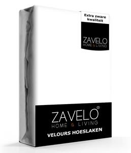 Zavelo Hoeslaken Velours Wit - Fluweel Zacht - 30 cm Hoekhoogte - Rondom Elastiek - Velvet -2-persoons (140/150x200/220 cm)