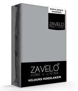 Zavelo Hoeslaken Velours Grijs - Fluweel Zacht - 30 cm Hoekhoogte - Rondom Elastiek - Velvet -Lits-jumeaux (160/180x200/220 cm)